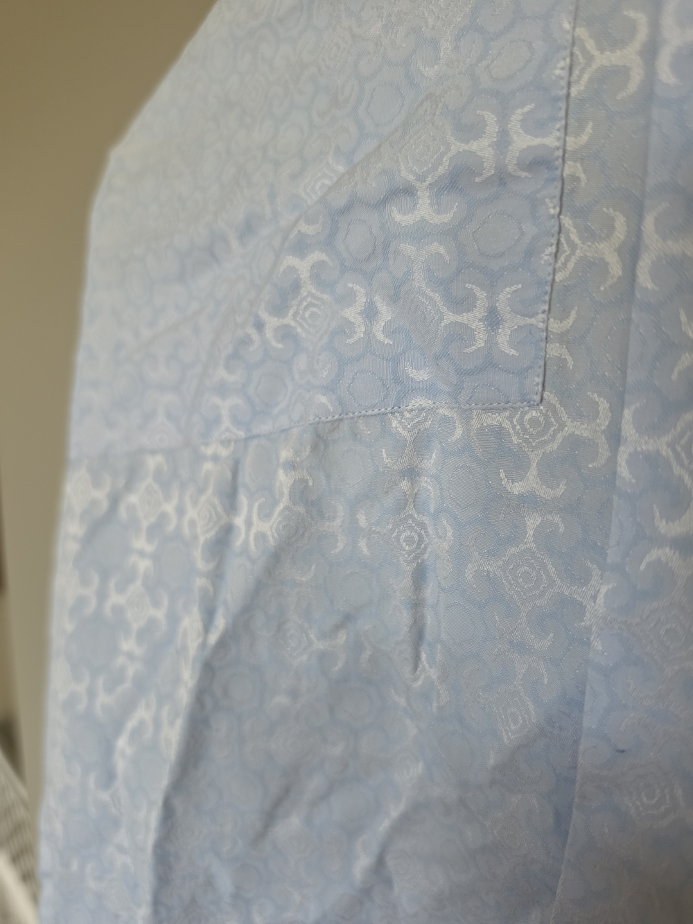 Bogosse Pale Blue Button-Down Shirt with Brown Contrast Trim - Picture 7 of 7